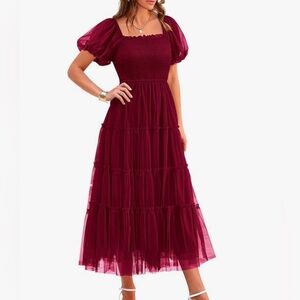 Burgundy Tulle Dress